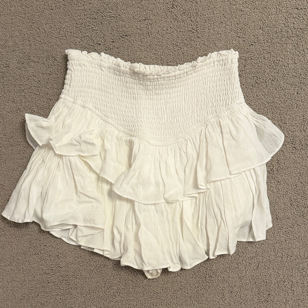 Rock N Rags White Ruffled High-Waist Skort